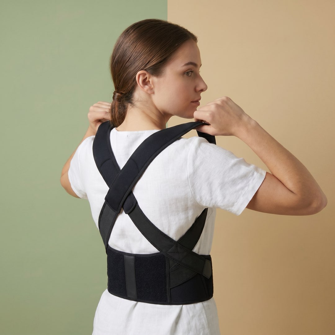 Corrector de postura con faja lumbar